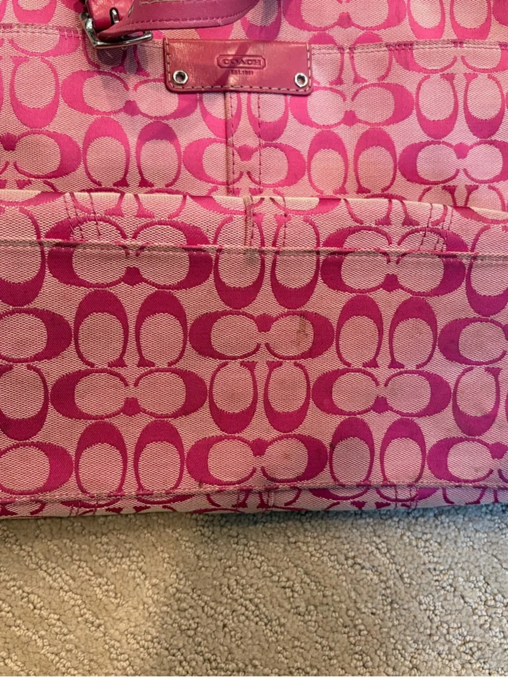 Coach Pink Hamptons Signature Canvas Gallery Tote Bag - Picture 3 of 6